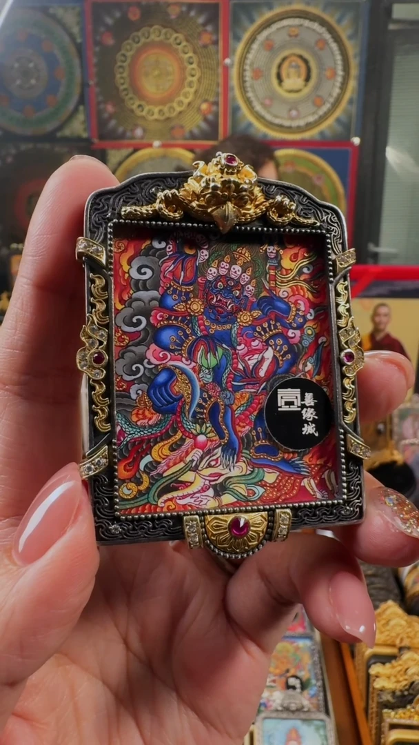 吊坠肖*壹善缘城手绘唐卡六臂大黑天铜壳价格