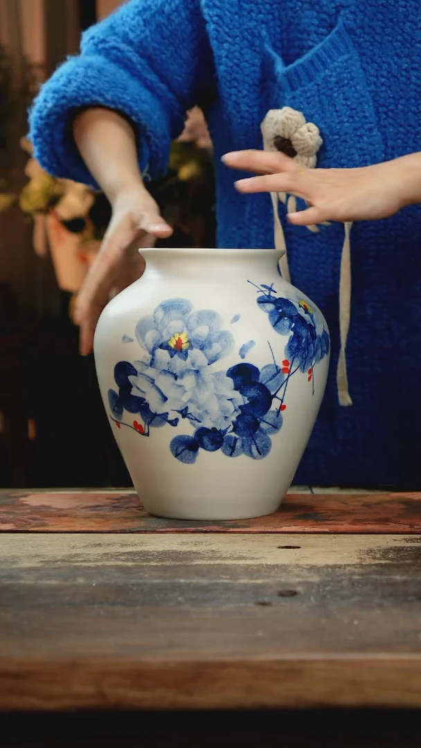 【闪购商品】瓷片景德镇纯手工釉下彩精品花瓶