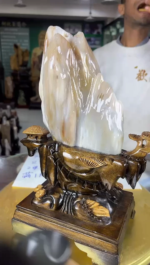 未镶嵌珠宝奇石硅化玉缅甸天然树化玉精品摆件