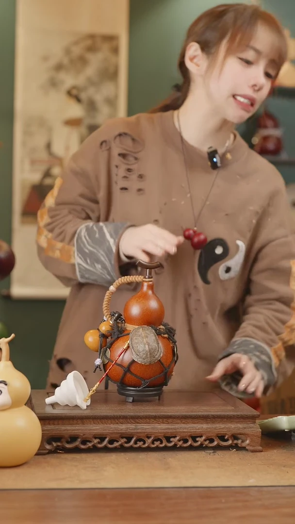 【闪购商品】156号精品天然大漆工艺防渗内胆酒葫芦~