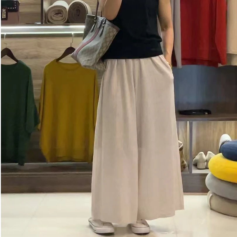 【素描 裤裙】春夏60支精纺扬子纱阔腿裤 高腰显瘦百搭