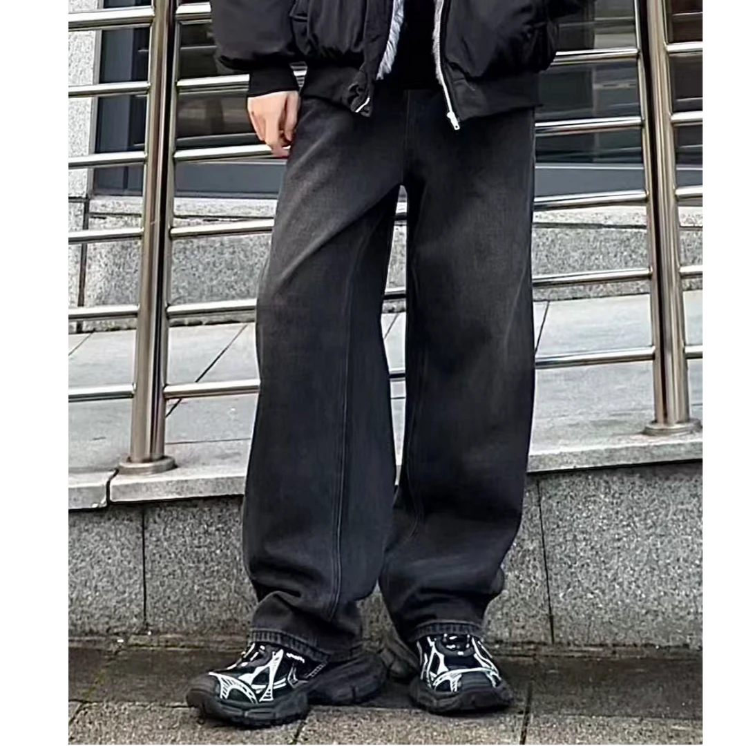 秋冬美式直筒百搭高街宽松复古港风ins水洗潮流男女同款牛仔裤571