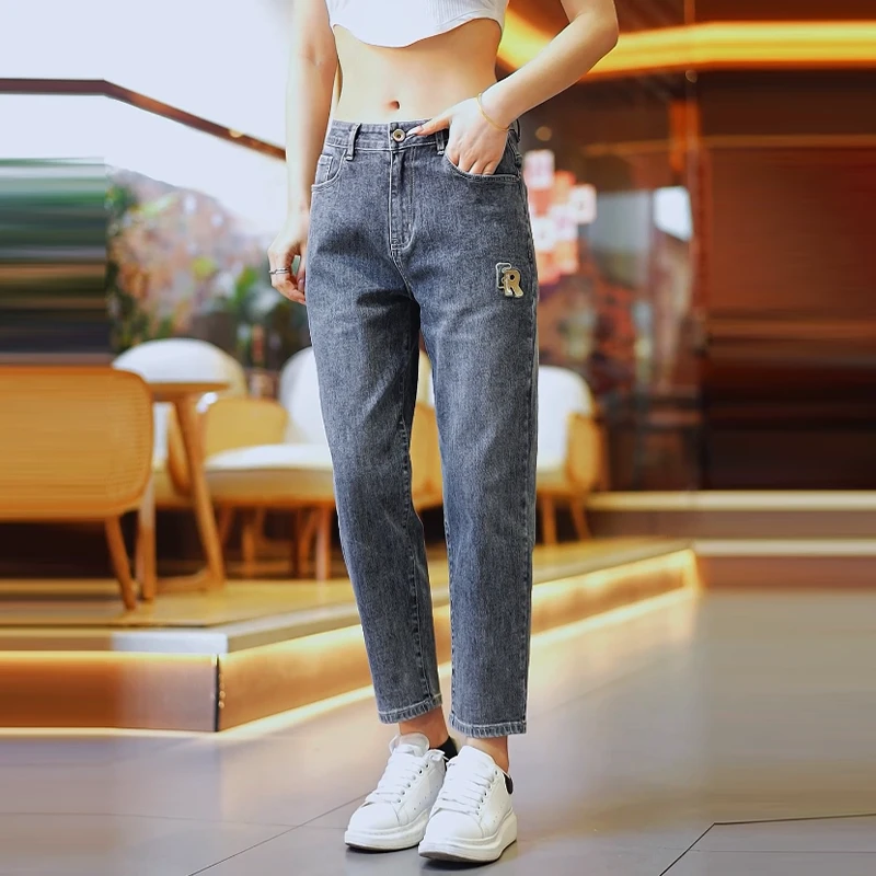 2025夏季薄款高级感男装潮牌男士牛仔裤男款宽松直筒九分休闲裤子