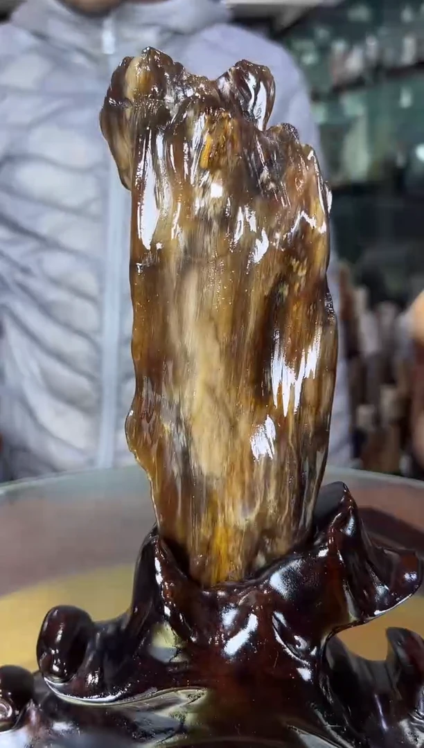 缅甸天然树化玉摆件