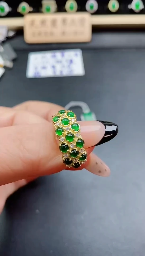 银S925镶嵌戒指翡翠1