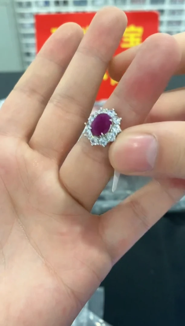 红宝石戒指银S925镶嵌1