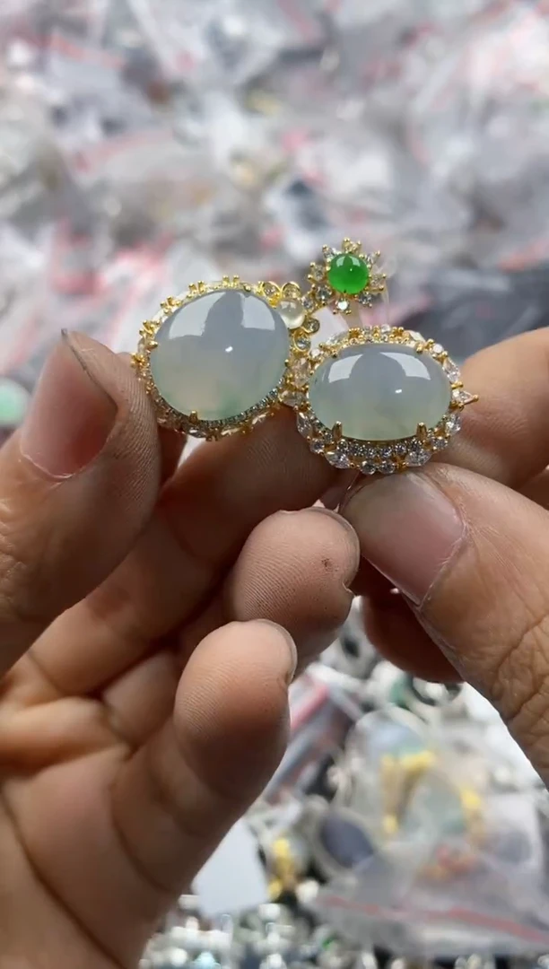 银S925镶嵌戒指翡翠15               7