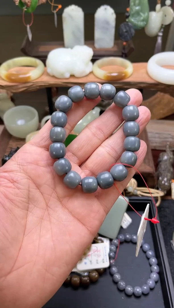 【闪购商品】和田玉手串未镶嵌卡12若羌毛毛矿纯肉老型822622