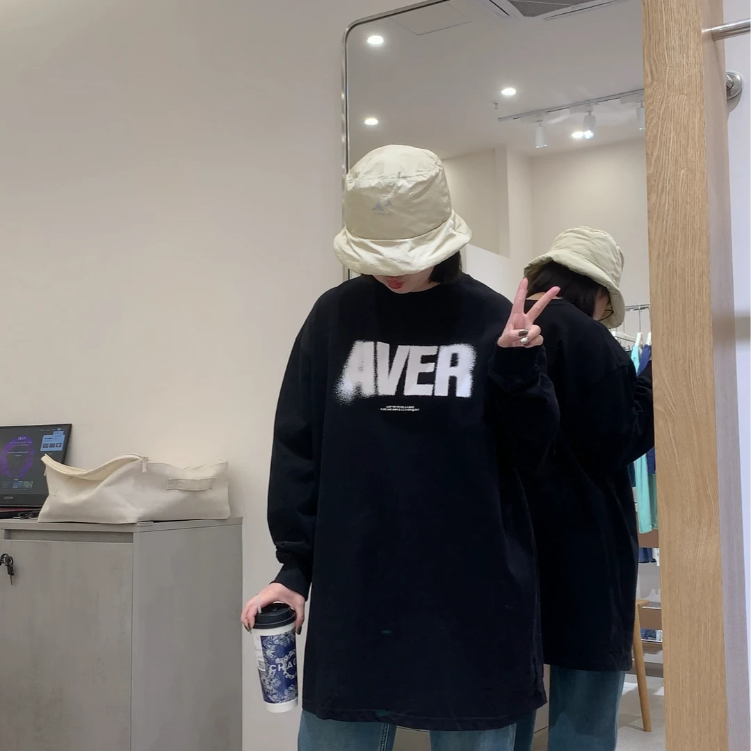 韩版小众大字母磨毛大宽休闲中长T恤