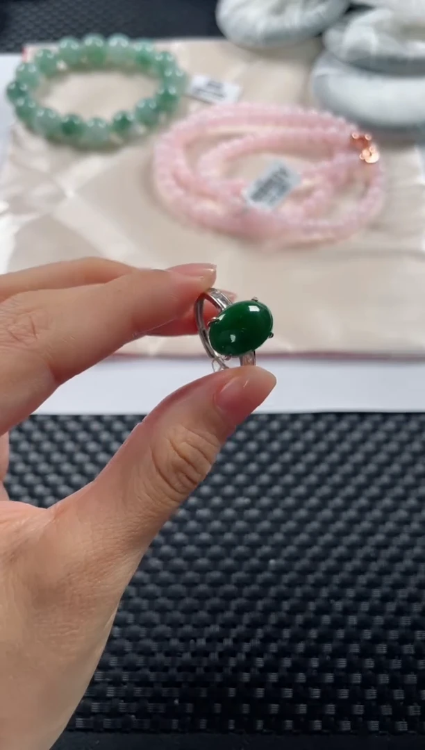 银S925镶嵌戒指翡翠基地发货H 9194