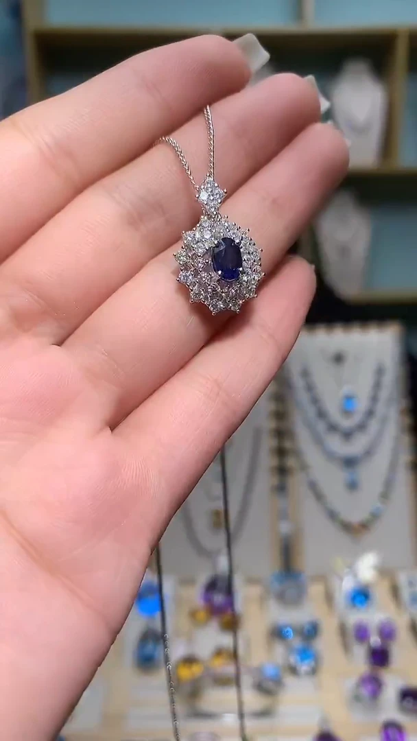 颈饰蓝宝石银S925镶嵌【宝石世家严选】