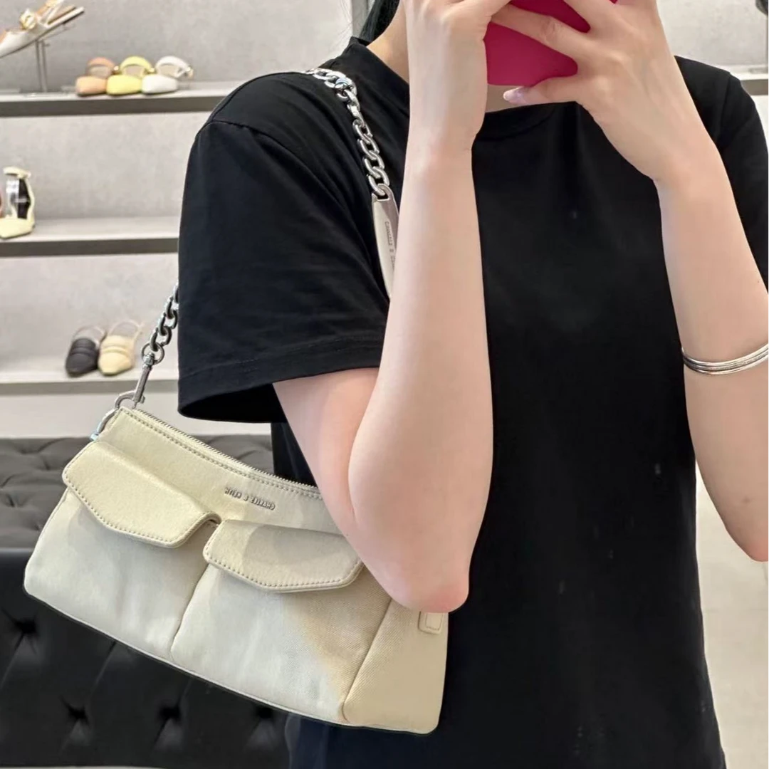 CHARLES&KEITH 20160119米色M女士单肩手提包