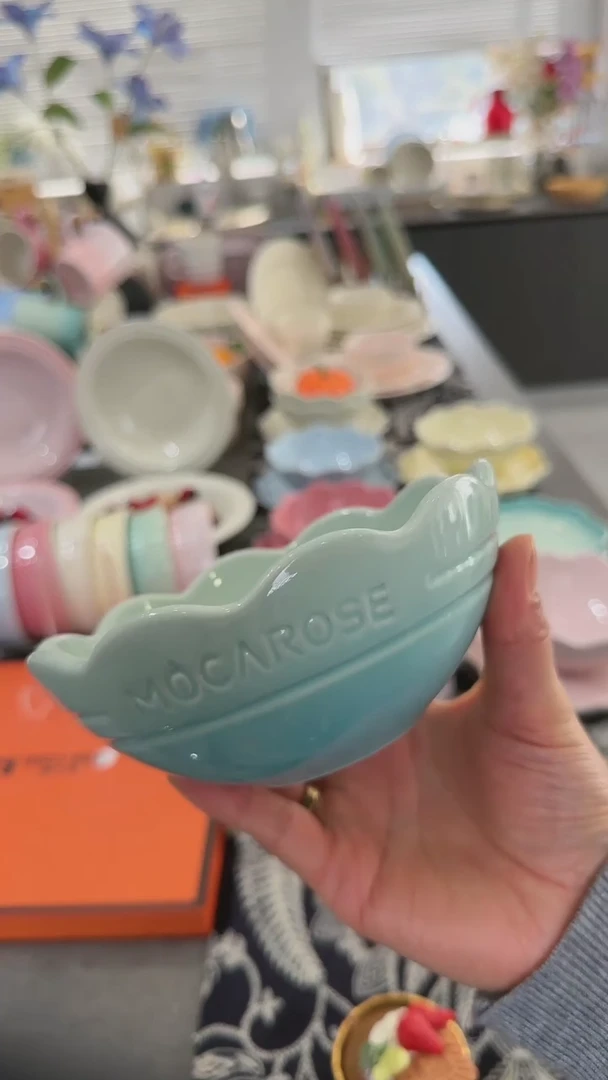 【闪购商品】瓷炻彩花边碗14CM-孔雀青