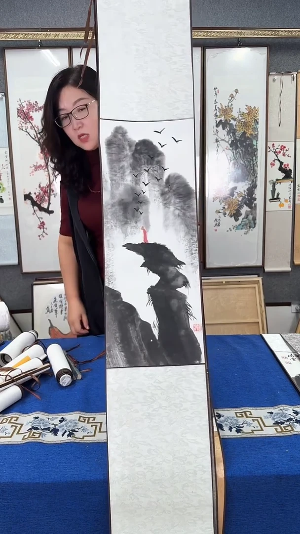 国画卷轴手绘 20*150
