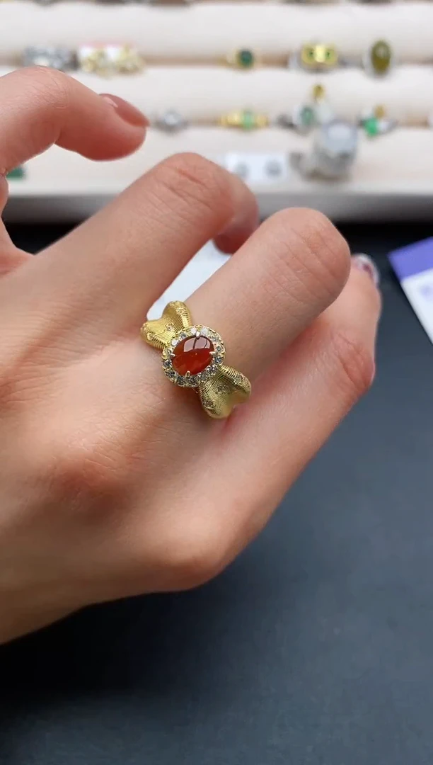 银S925镶嵌戒指翡翠缅甸天然A货翡翠333  5-1