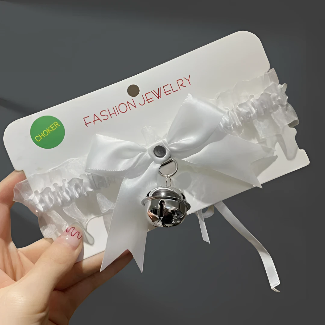 FORNIGHT[天使铃]蕾丝绑带大铃铛女神项圈结领结性感浪漫