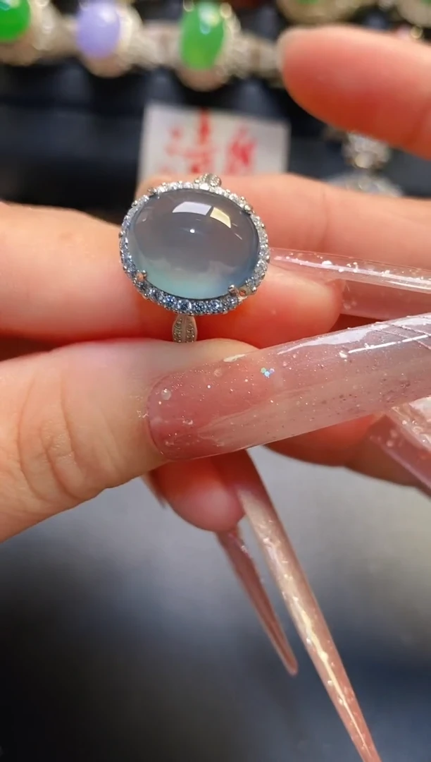 银S925镶嵌戒指翡翠天然