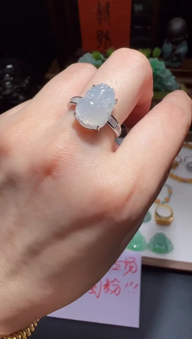 银S925镶嵌戒指翡翠貔貅