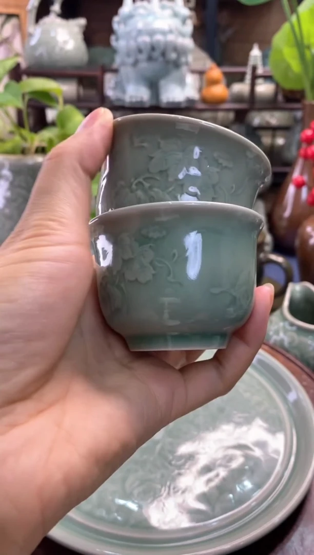 TS052 若见秘色 南瓜杯2只微瑕