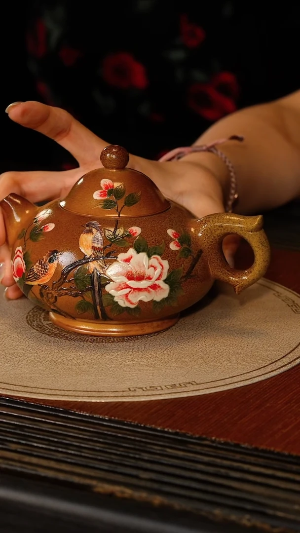 茶壶紫砂宜兴紫砂SJK 橘黄砂柴烧 华颖