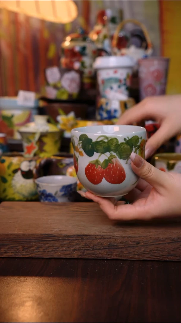 杯子陶泥垚手作 景德镇手工手绘陶瓷器物