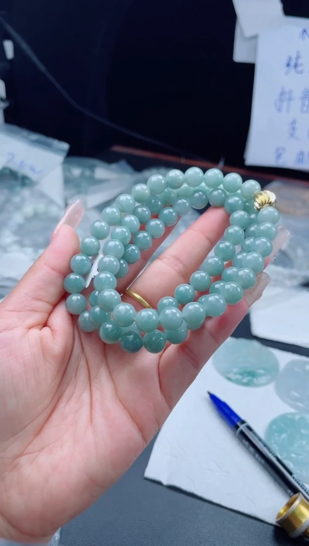 未镶嵌定制翡翠珠串8+