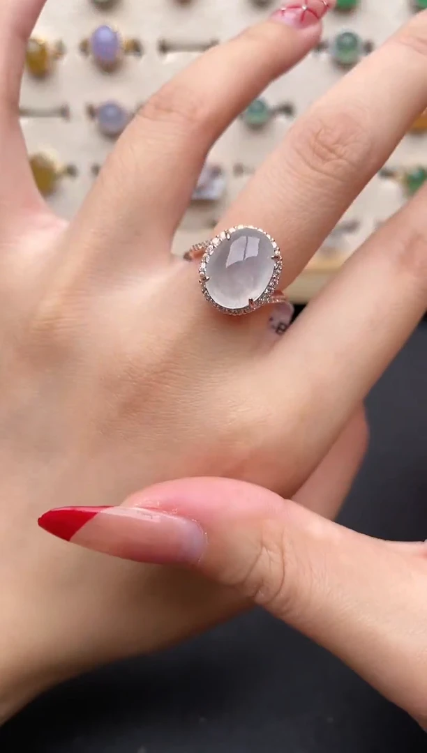 【闪购商品】翡翠戒指银S925镶嵌一物一证一礼盒