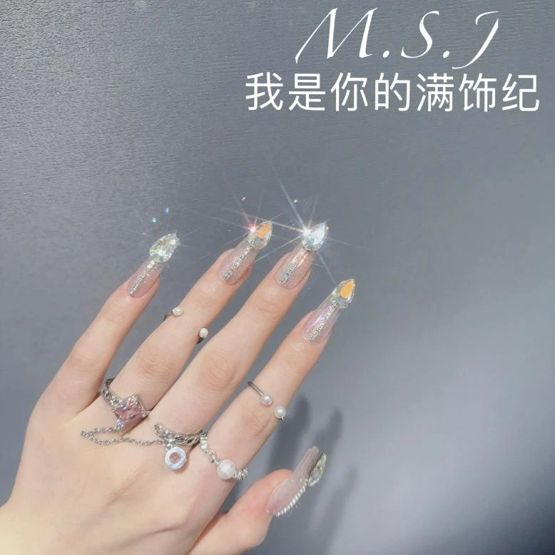 M440「小蝌蚪」流行钻饰网红穿戴甲手工美甲水晶甲片