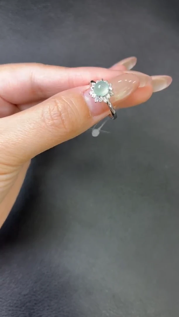 银S925镶嵌戒指翡翠戒指