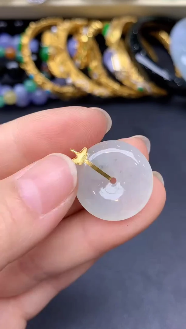 颈饰18K金镶嵌翡翠112-雪姐翡翠天天见