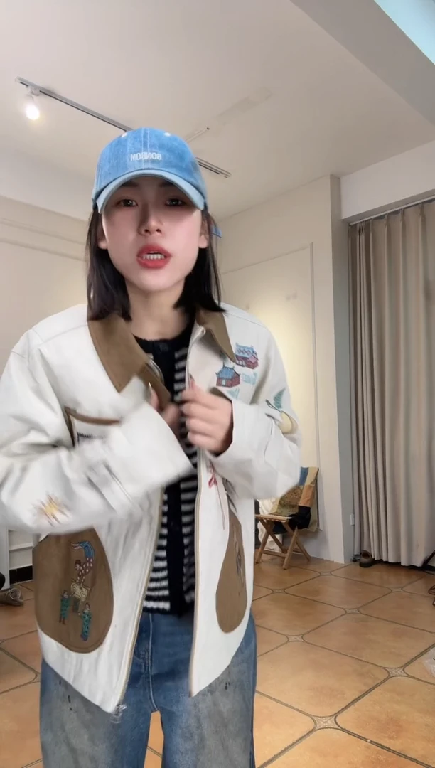 用****7设计师品牌白色工装外套M码