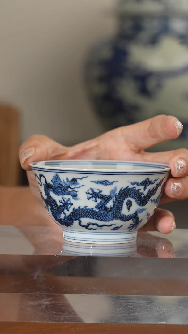 舜瓷双云龙撇口杯