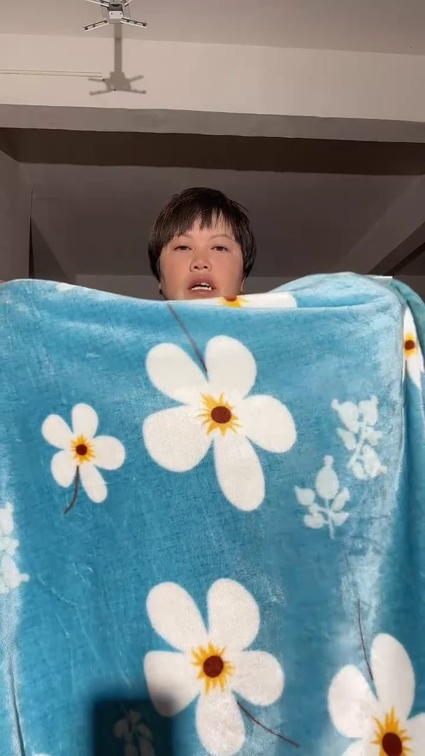聚酯纤维2.2米巴黎绒床单蓝色小花