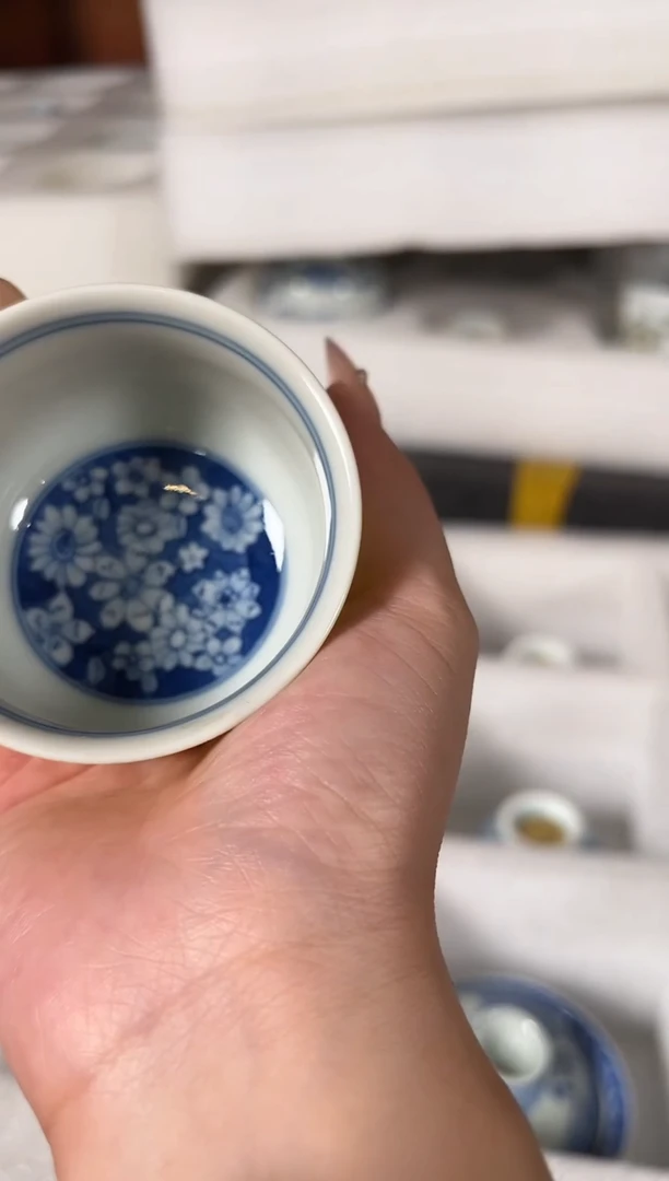 瓷片景德镇瓷器茶器茶杯 黄