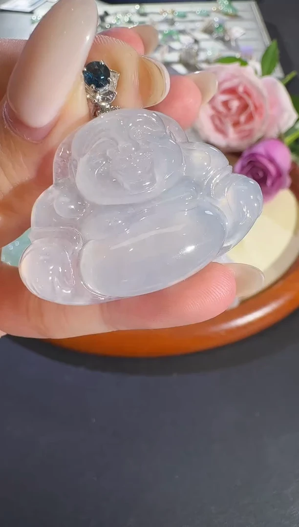 吊坠(不含链)18K金镶嵌翡翠【源头工厂】钻石镶嵌