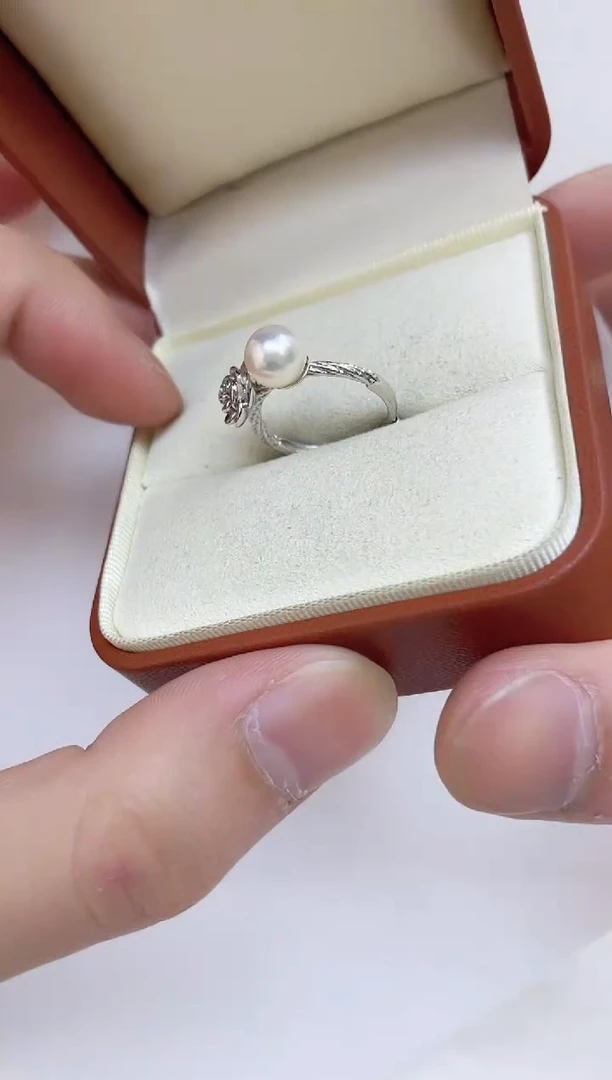 银S925镶嵌海水珍珠戒指海水珍珠戒指