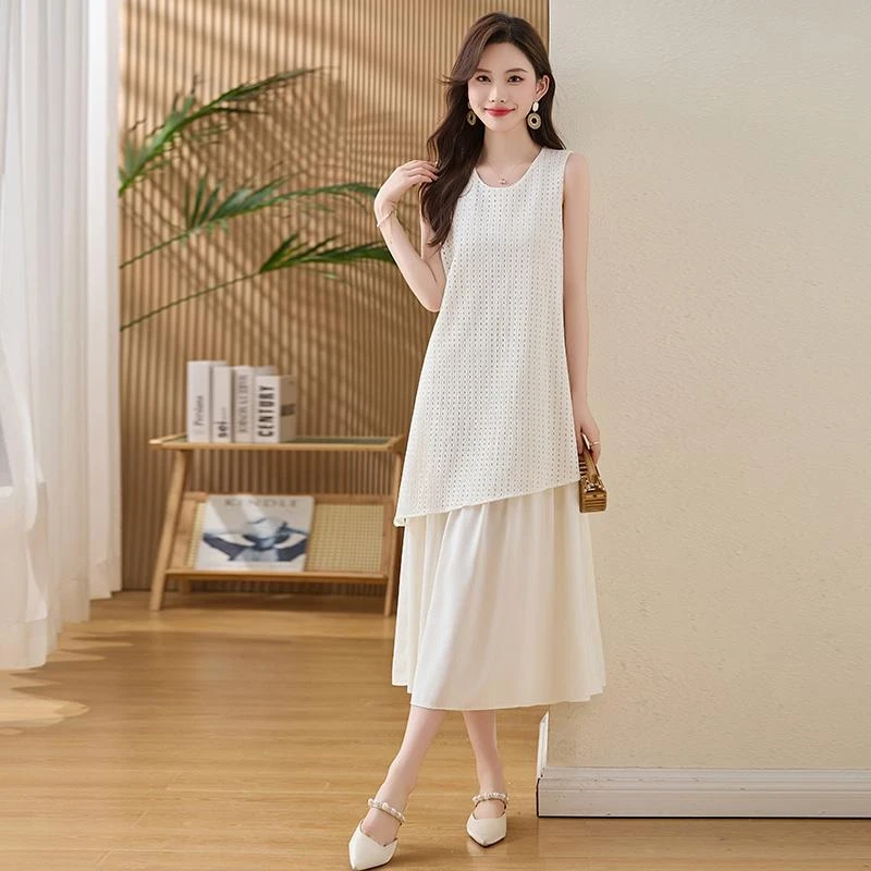 宽松慵懒风无袖背心连衣裙女夏装气质减龄遮肚子显瘦减龄a字长裙