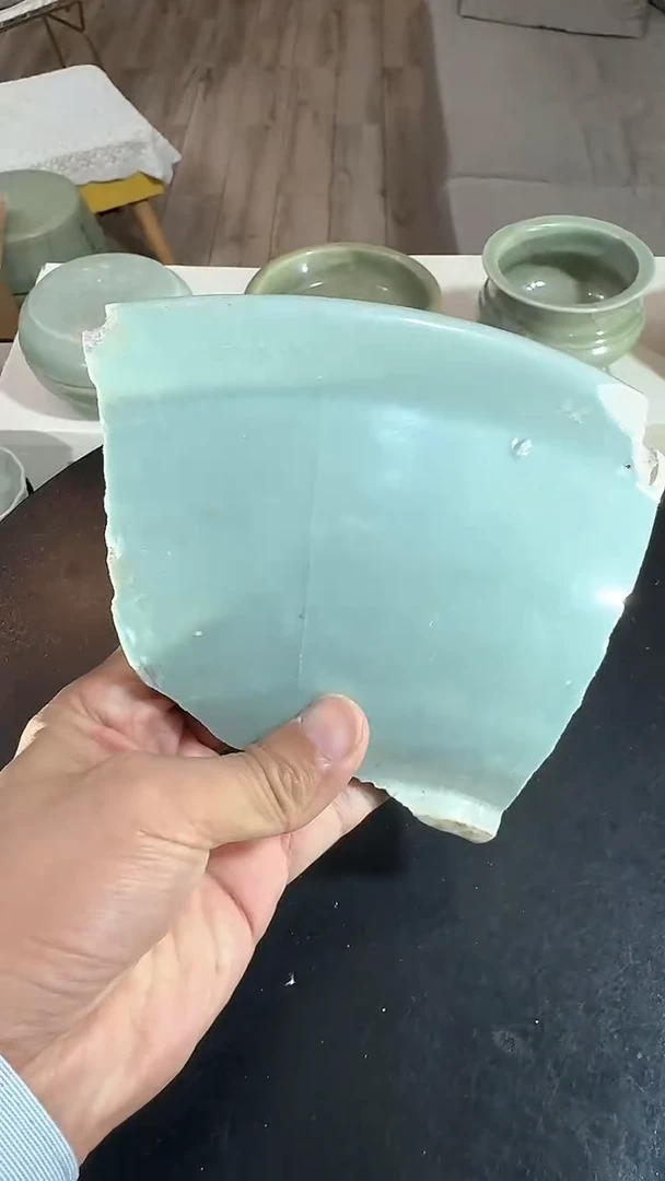 瓷片龙泉青瓷粉青大盘瓷片学习标本