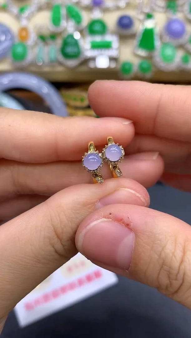 18K金镶嵌翡翠耳饰235-中国好珍宝