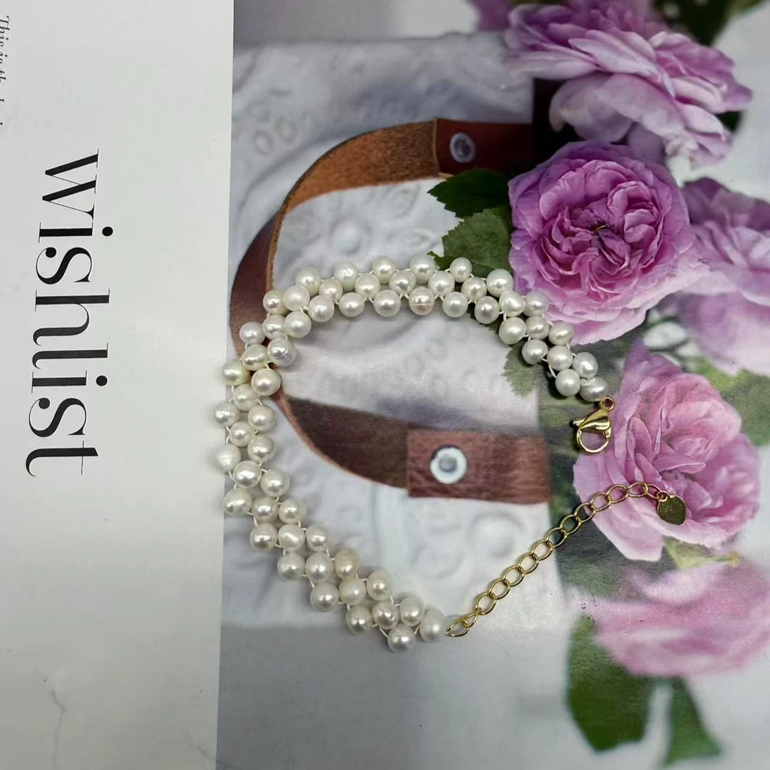 【XX】淡水珍珠手链（合金）4-5mm E221