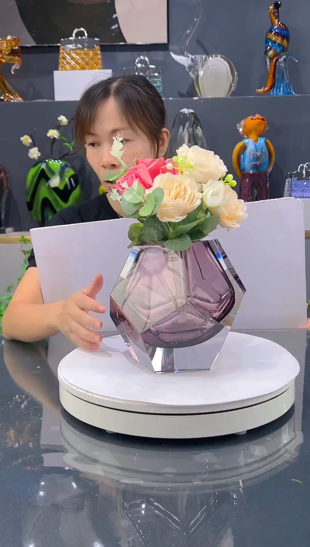 琉璃水晶琉璃花瓶1只紫色