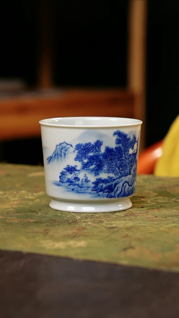 其他寒石寻友青花直口杯