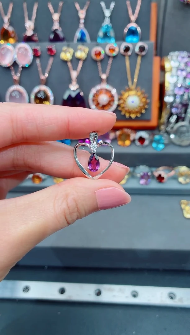 吊坠(不含链)银S925镶嵌水晶水晶吊坠