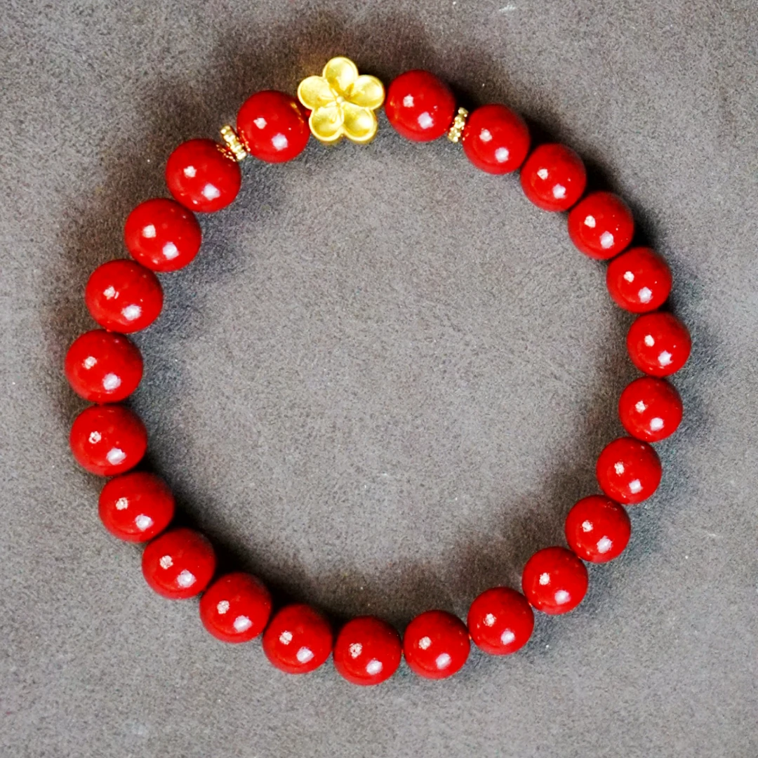 天然辰砂天然朱砂辰砂手串单圈设计款