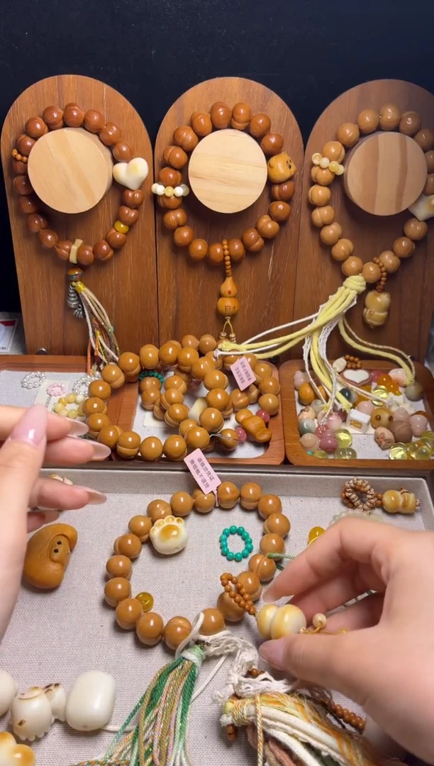 手串猴头核桃小*全品光面柯基猫爪绿跑环黄隔片葫芦吊坠新绿流苏