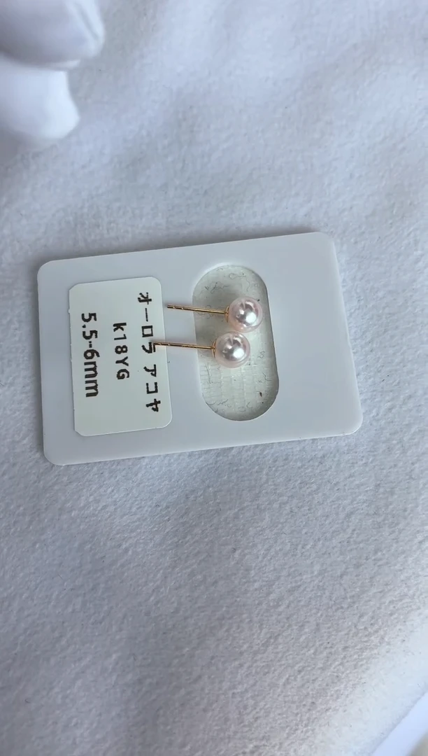 18K金镶嵌耳饰海水珍珠5.5-6素钉