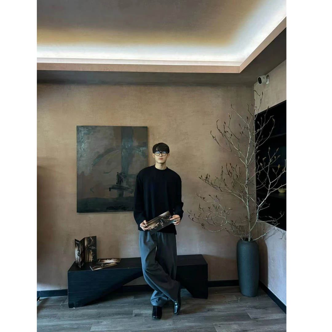 609PARK麻花提花基础百搭长袖打底T恤