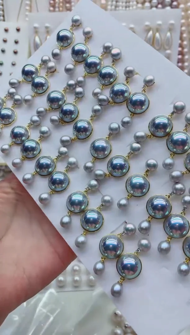 合金淡水珍珠耳饰多样性发其一，非无暇