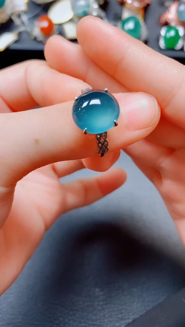 翡翠戒指银S925镶嵌翡翠