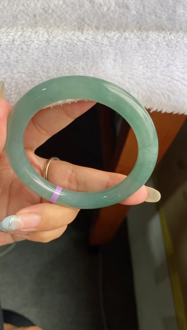 未镶嵌手镯翡翠（冰胶油青湖水绿）圆条40号